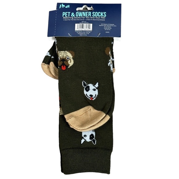 Pet & Owner Socks Unisex Matching Dog Small Breed Grippers Non Skid Brown NWT - Picture 3 of 6